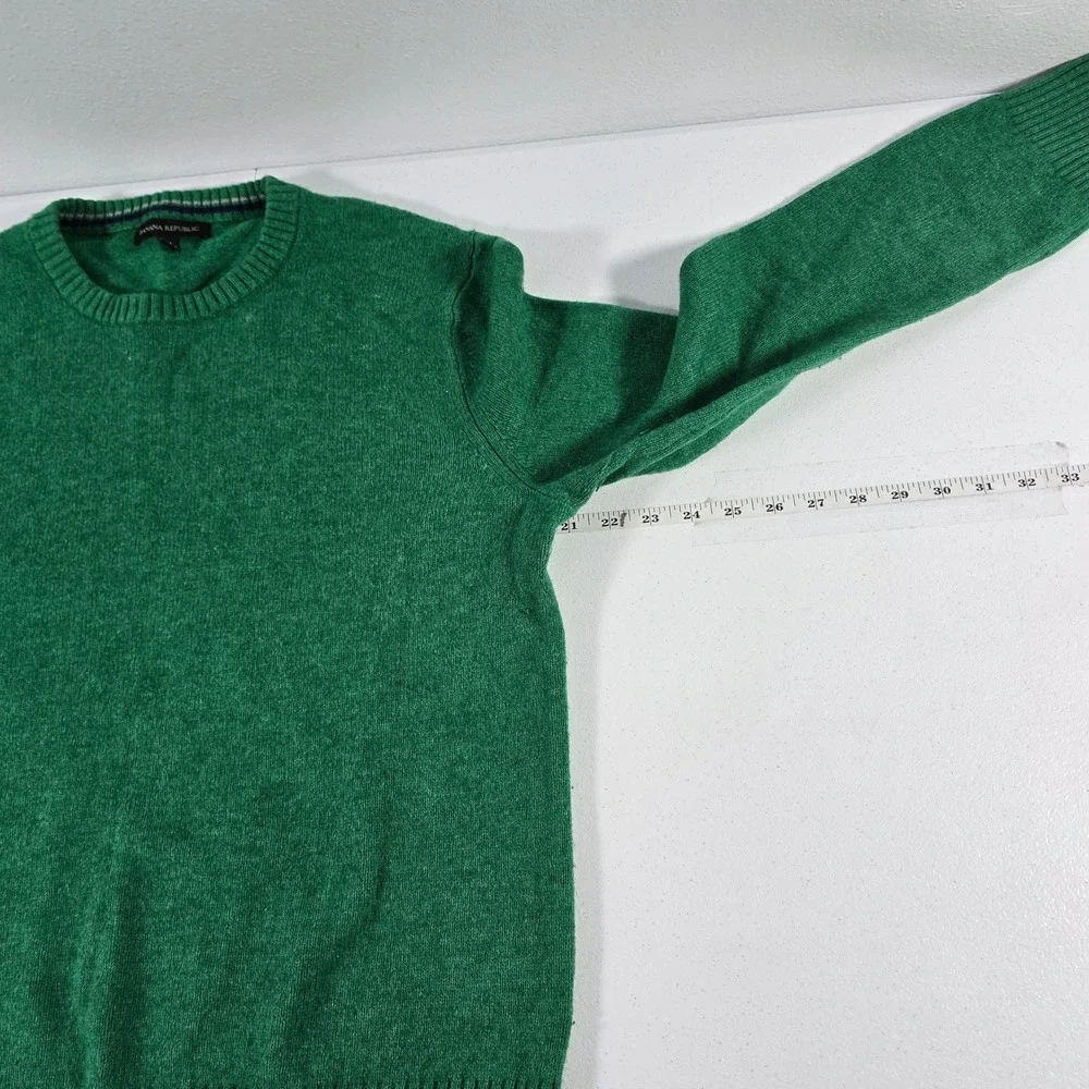 Banana Republic Mens Green Merino Wool Blend Crewneck Sweater Medium 14920